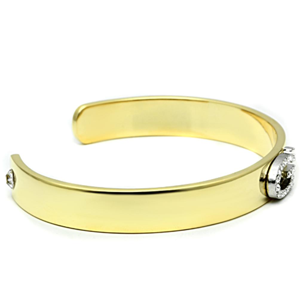 Gold+Rhodium White Metal Bangle with Top Grade Crystal in Clear