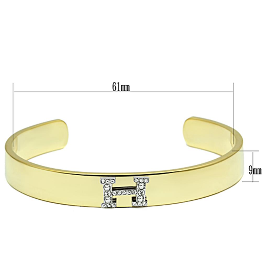 Gold+Rhodium White Metal Bangle with Top Grade Crystal in Clear