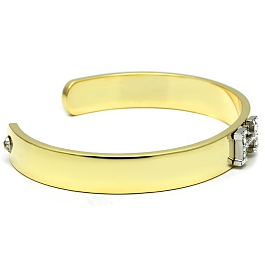 Gold+Rhodium White Metal Bangle with Top Grade Crystal in Clear