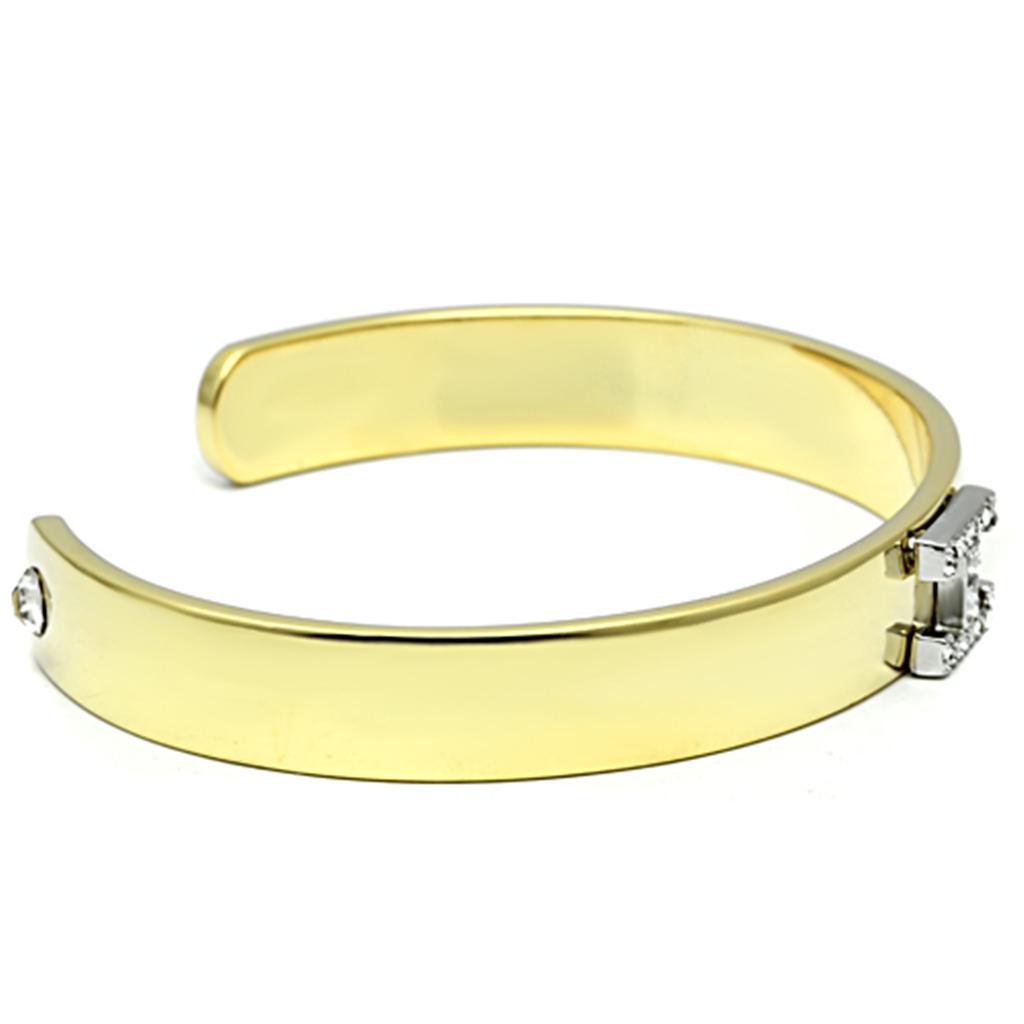 Gold+Rhodium White Metal Bangle with Top Grade Crystal in Clear