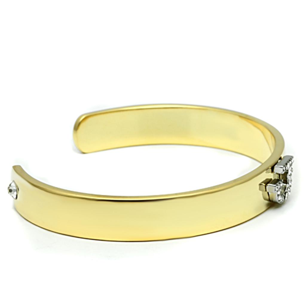Gold+Rhodium White Metal Bangle with Top Grade Crystal in Clear