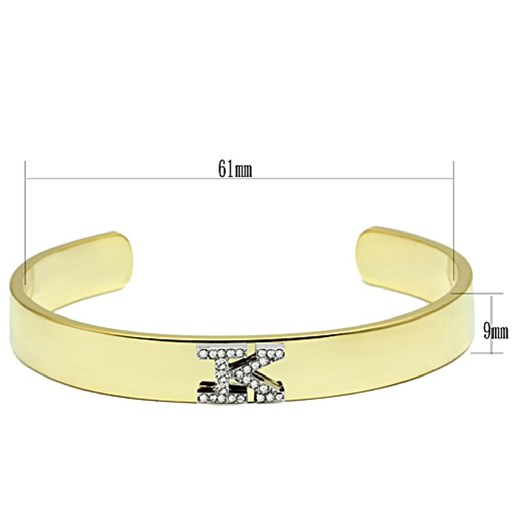 Gold+Rhodium White Metal Bangle with Top Grade Crystal in Clear