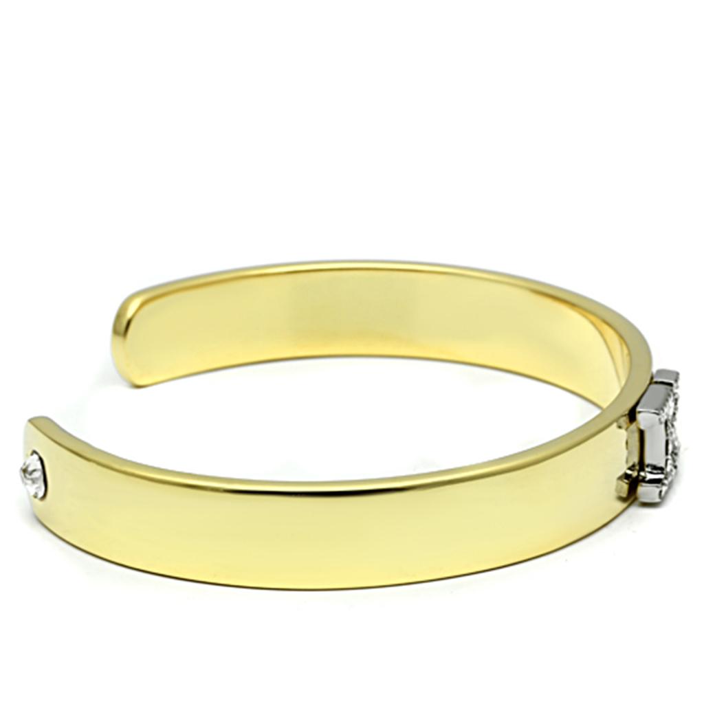 Gold+Rhodium White Metal Bangle with Top Grade Crystal in Clear