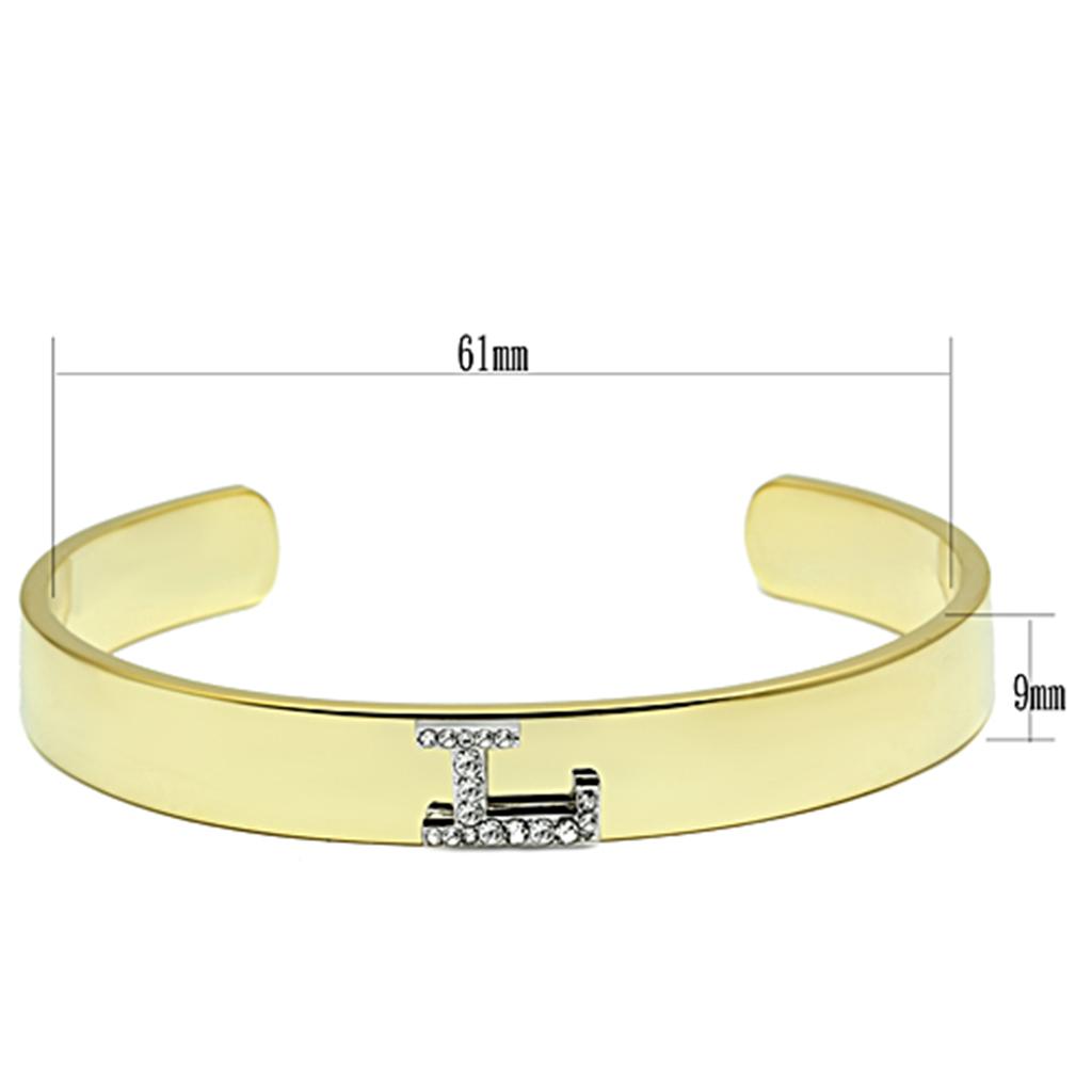 Gold+Rhodium White Metal Bangle with Top Grade Crystal in Clear