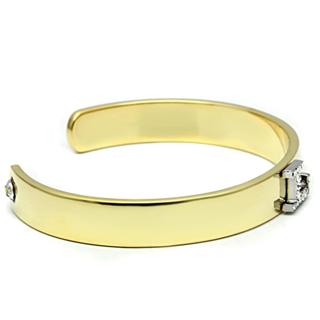 Gold+Rhodium White Metal Bangle with Top Grade Crystal in Clear