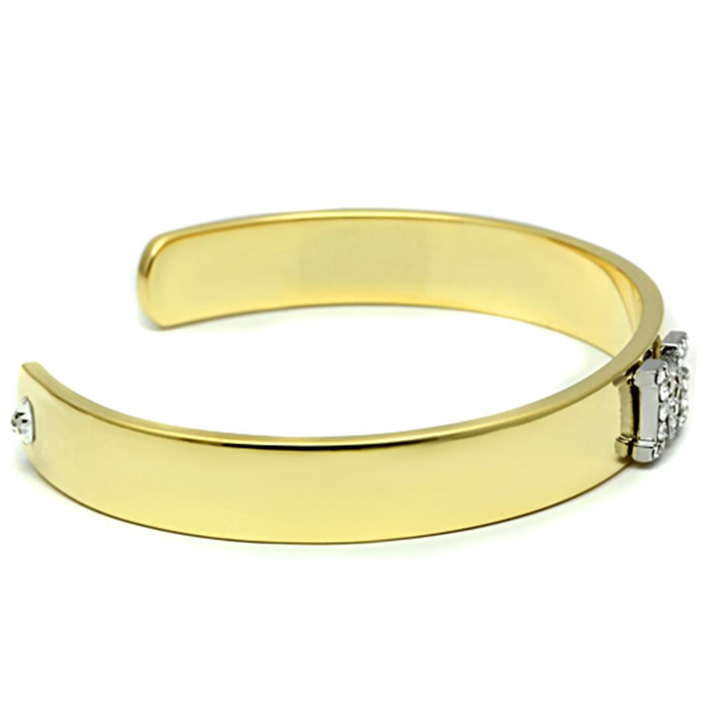 Gold+Rhodium White Metal Bangle with Top Grade Crystal in Clear