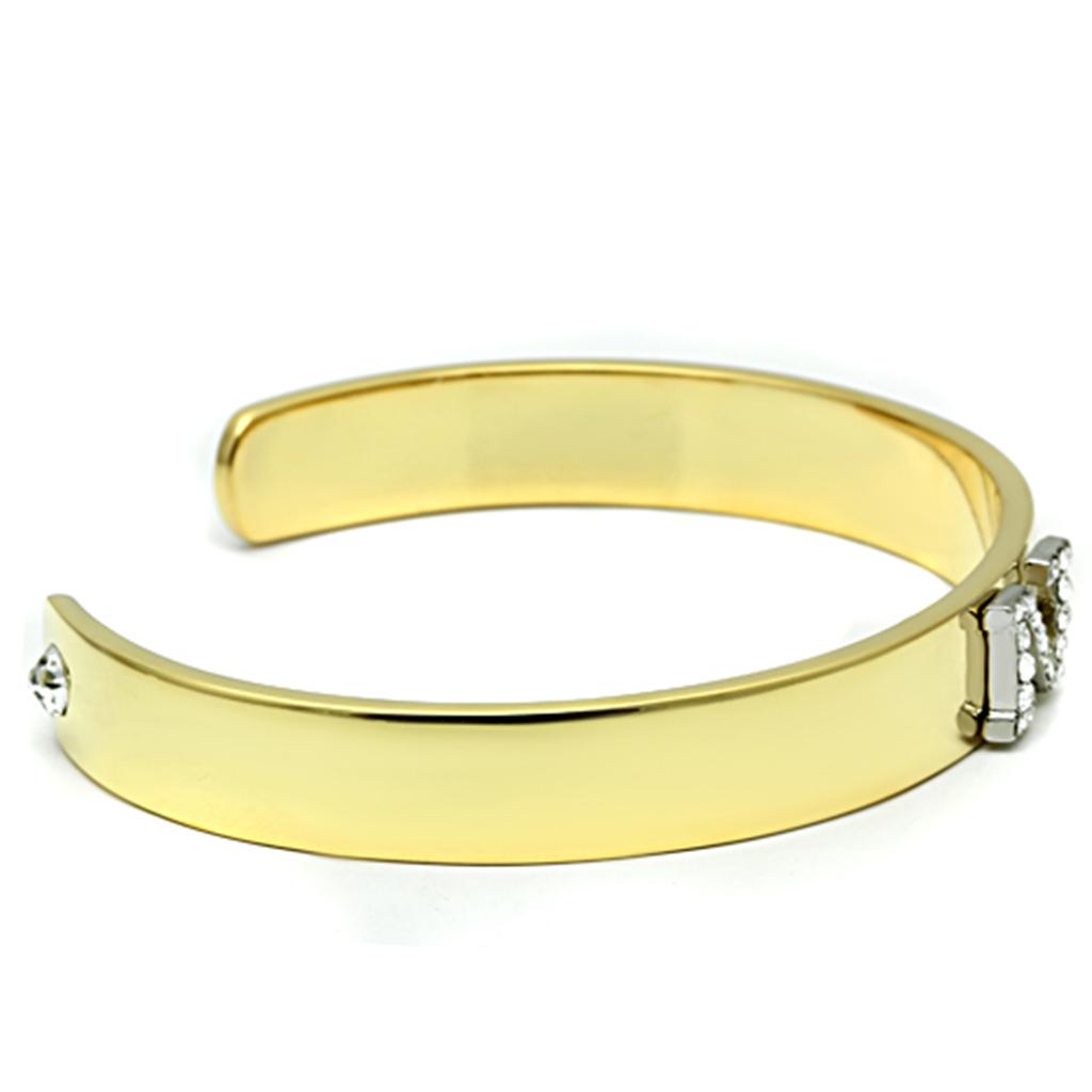 Gold+Rhodium White Metal Bangle with Top Grade Crystal in Clear