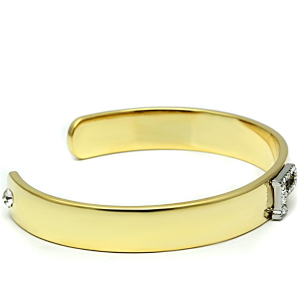 Gold+Rhodium White Metal Bangle with Top Grade Crystal in Clear