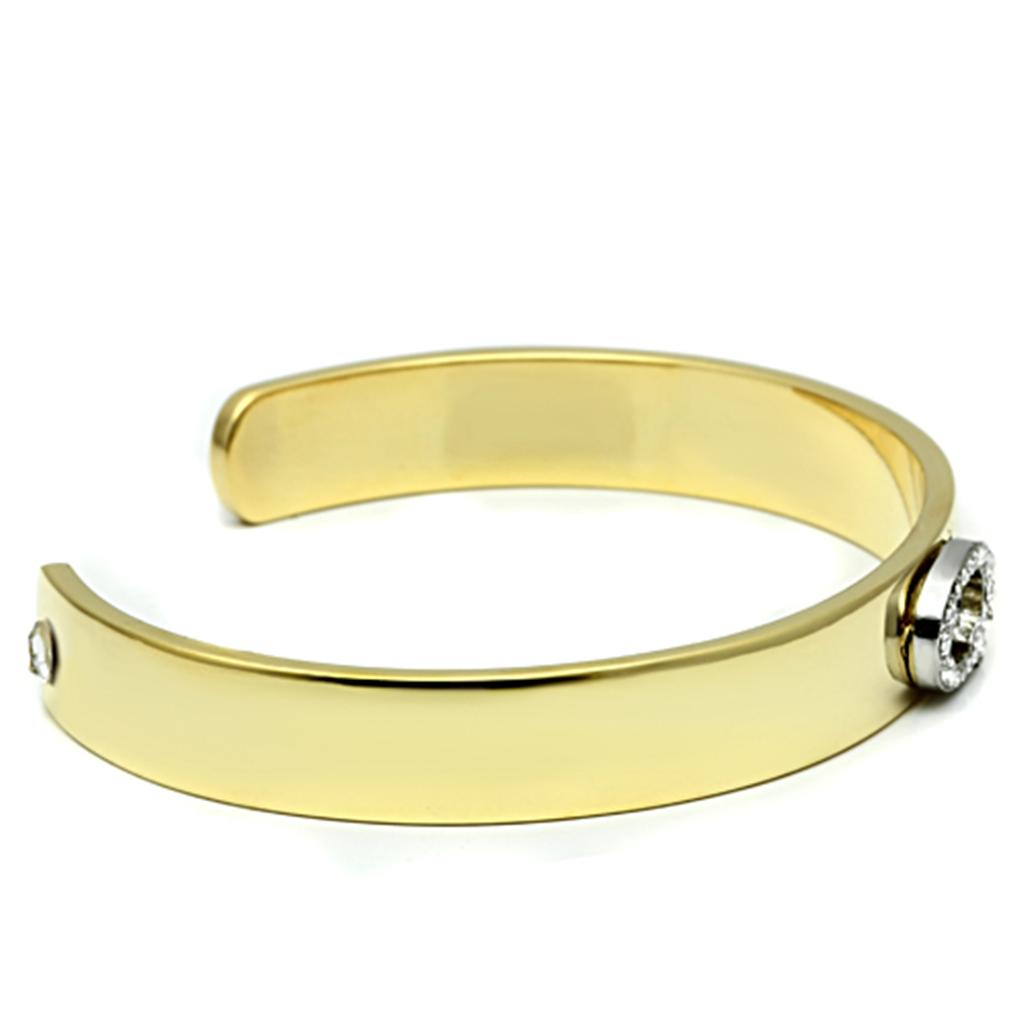Gold+Rhodium White Metal Bangle with Top Grade Crystal in Clear