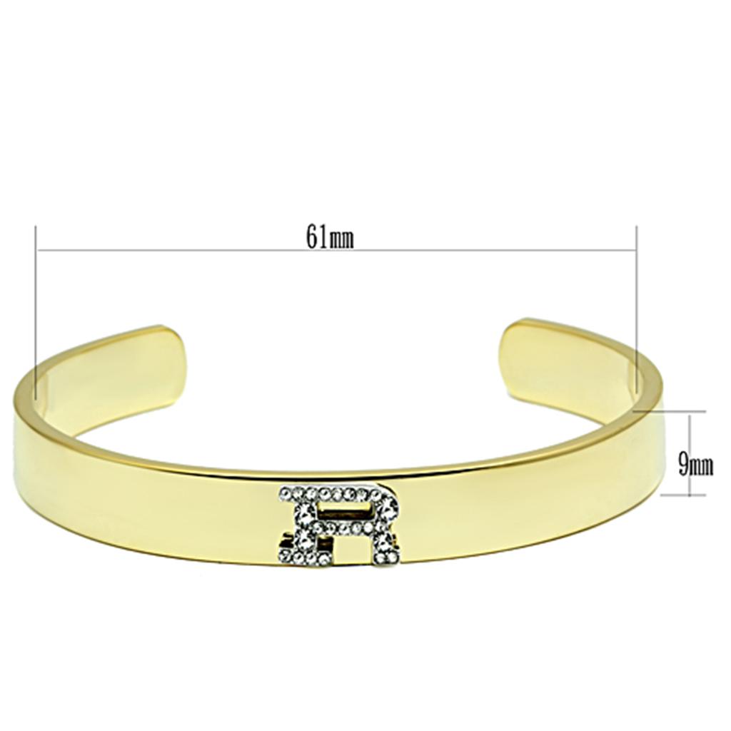 Gold+Rhodium White Metal Bangle with Top Grade Crystal in Clear
