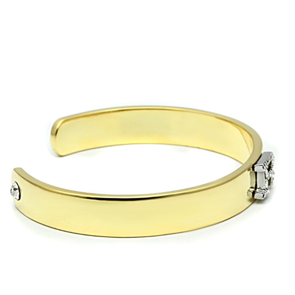 Gold+Rhodium White Metal Bangle with Top Grade Crystal in Clear