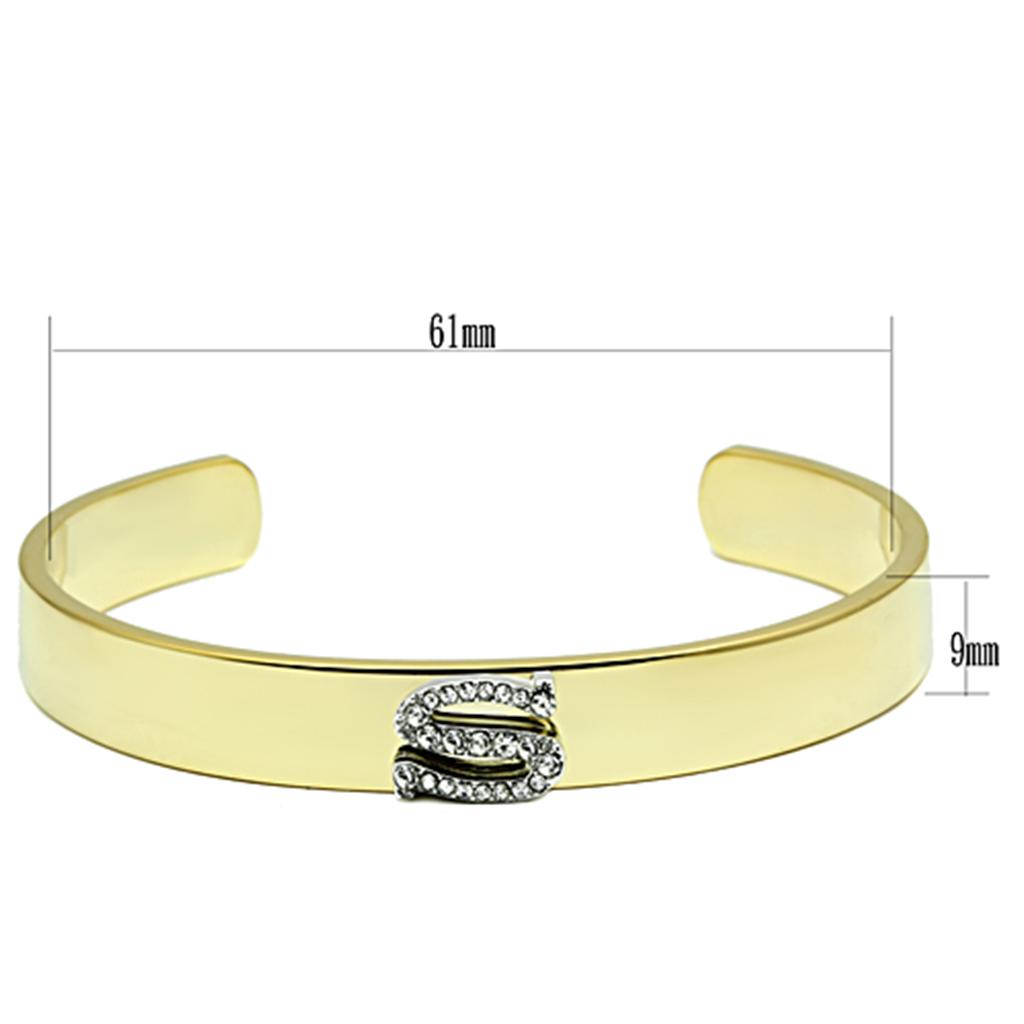 Gold+Rhodium White Metal Bangle with Top Grade Crystal in Clear