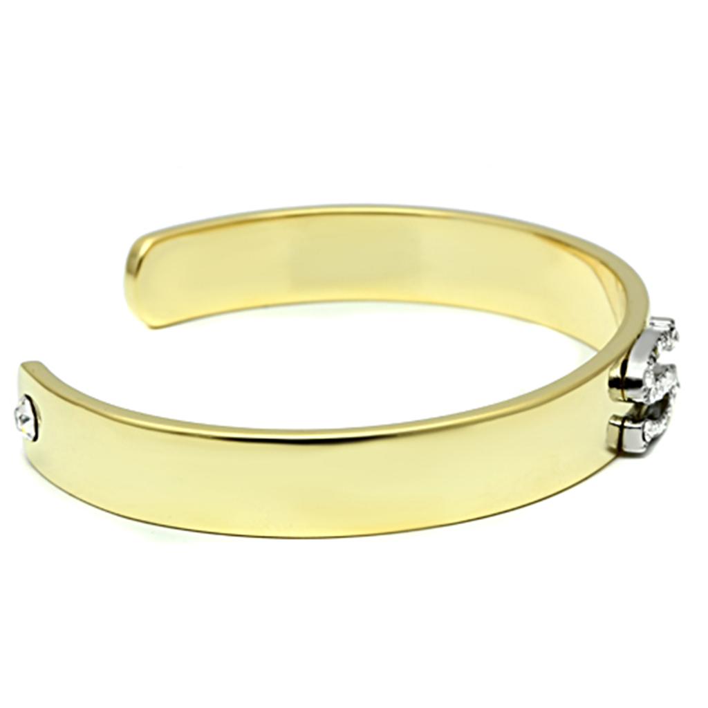 Gold+Rhodium White Metal Bangle with Top Grade Crystal in Clear