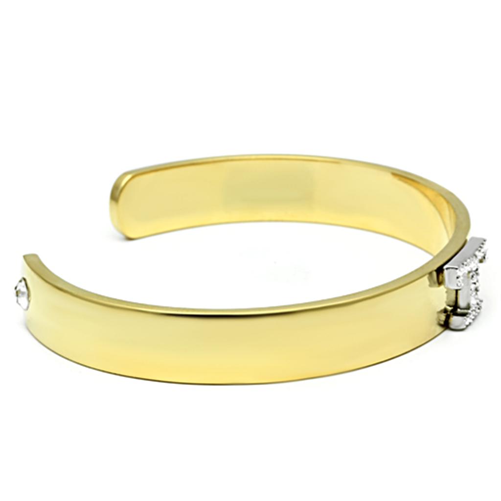 Gold+Rhodium White Metal Bangle with Top Grade Crystal in Clear