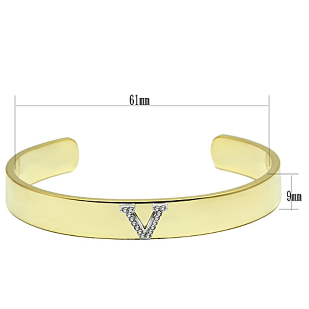 Gold+Rhodium White Metal Bangle with Top Grade Crystal in Clear
