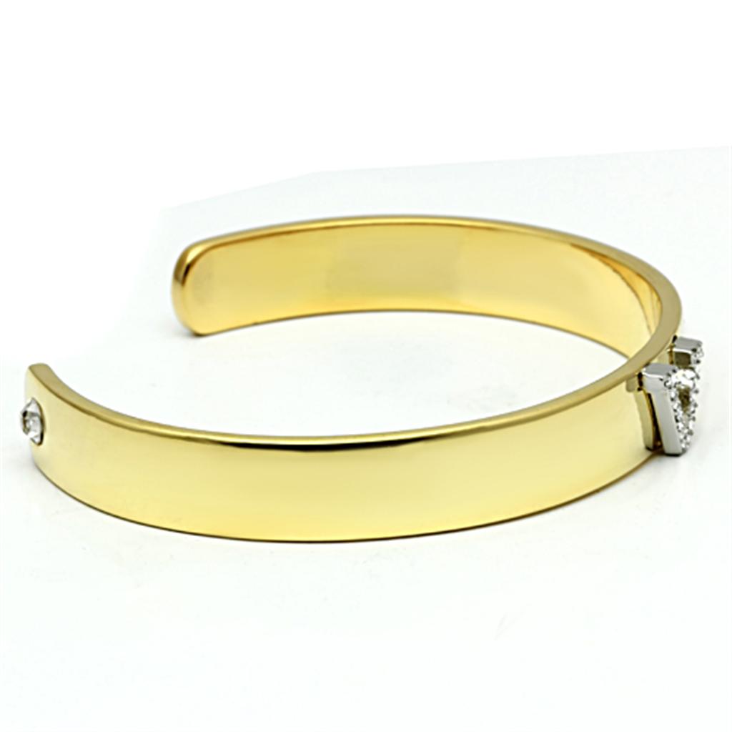 Gold+Rhodium White Metal Bangle with Top Grade Crystal in Clear