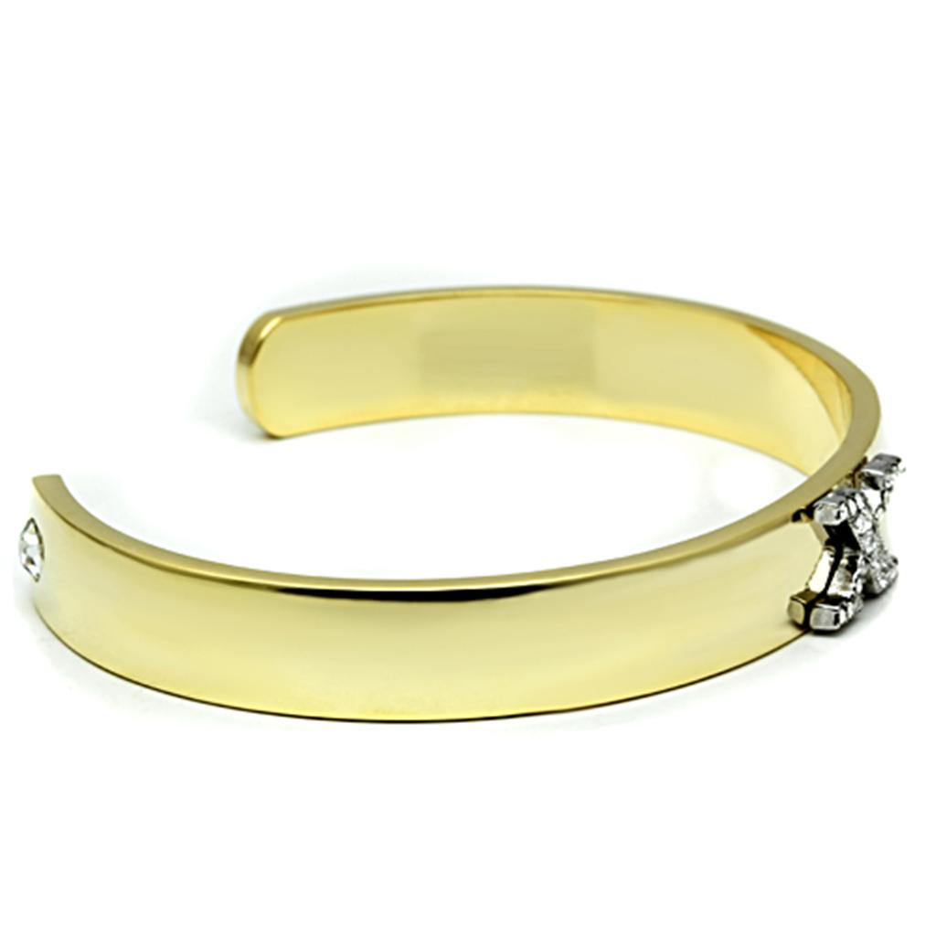 Gold+Rhodium White Metal Bangle with Top Grade Crystal in Clear