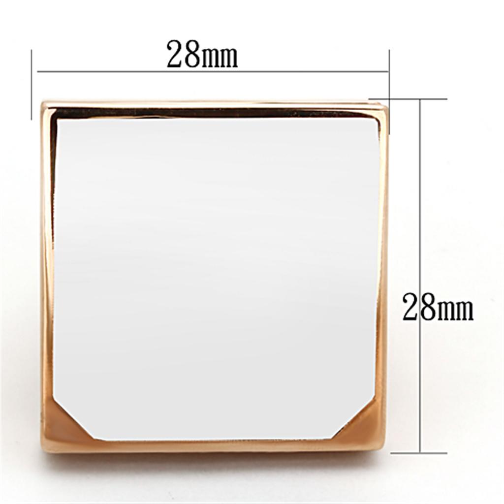 Rose Gold Brass Ring with Synthetic Synthetic Glass in Clear