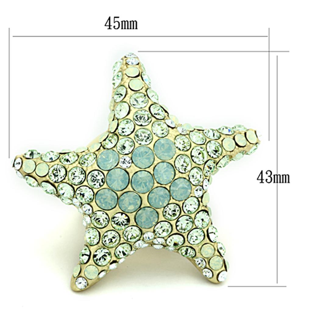 Gold Brass Ring with Top Grade Crystal in Multi Color