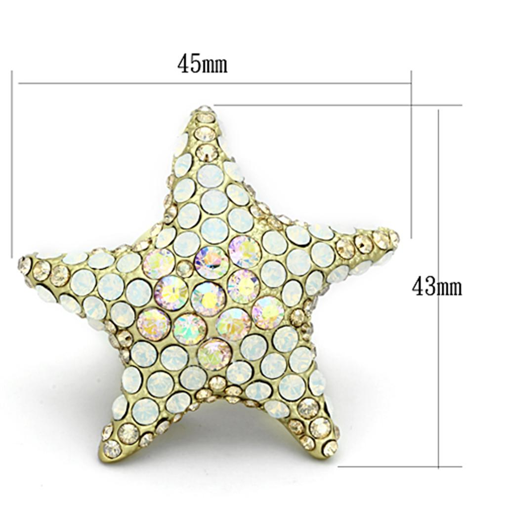 Matte Gold Brass Ring with Top Grade Crystal in Multi Color