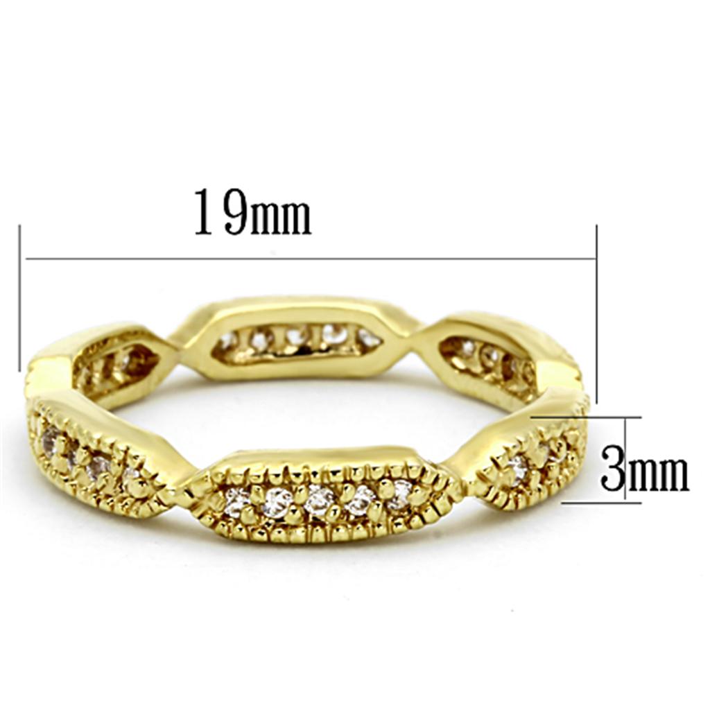 Gold Brass Ring with AAA Grade CZ in Clear