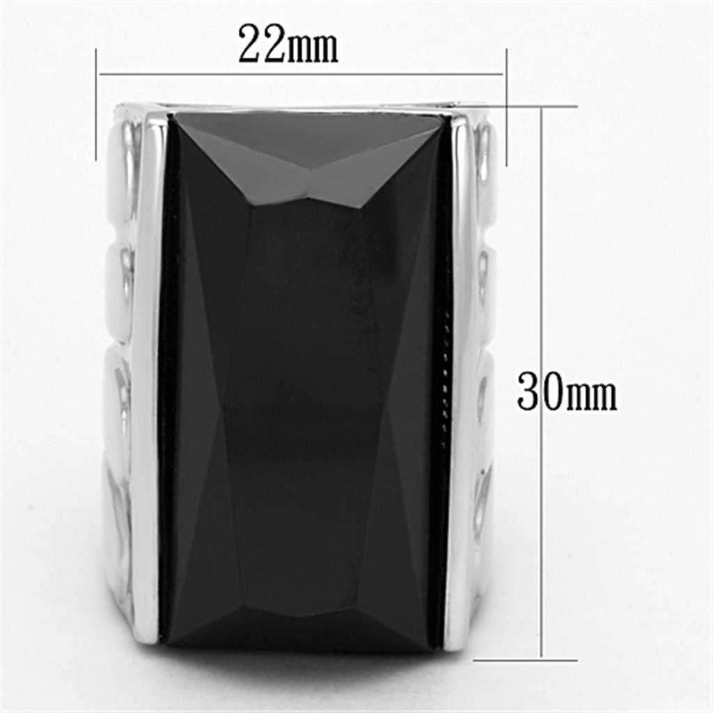 Rhodium Brass Ring with AAA Grade CZ in Black Diamond