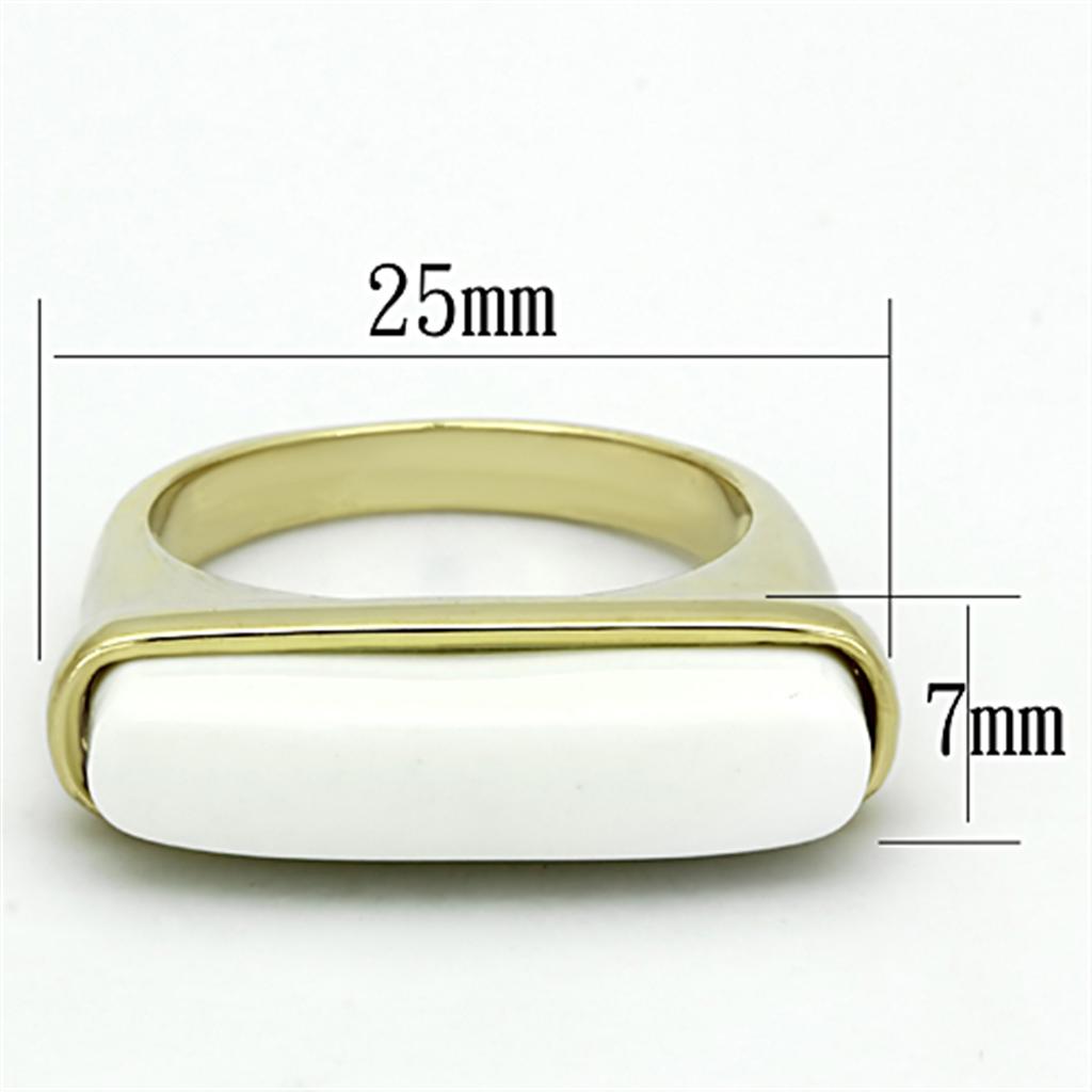 Gold Brass Ring with Synthetic Synthetic Stone in White