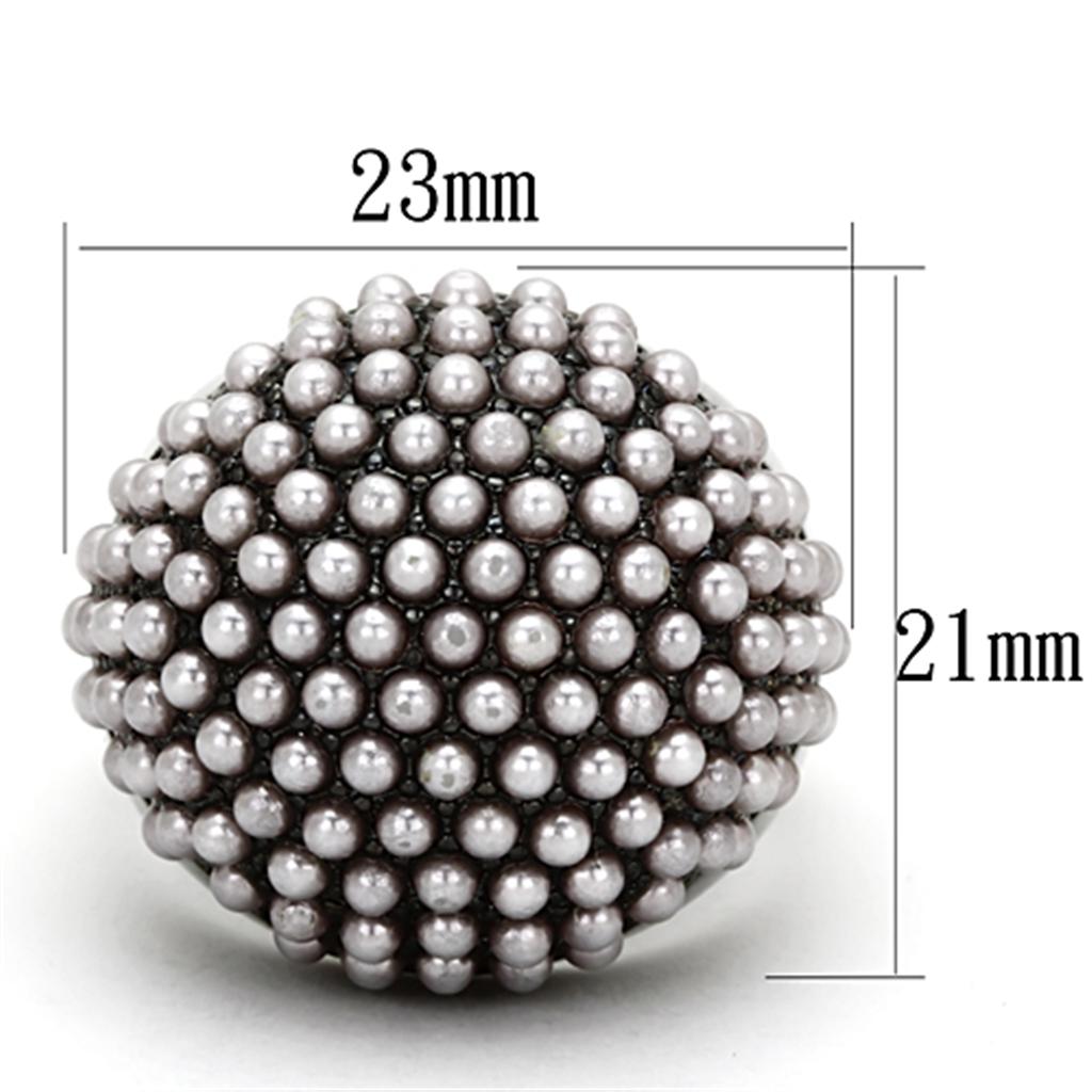 TIN Cobalt Black Brass Ring with Synthetic Pearl in Light Amethyst