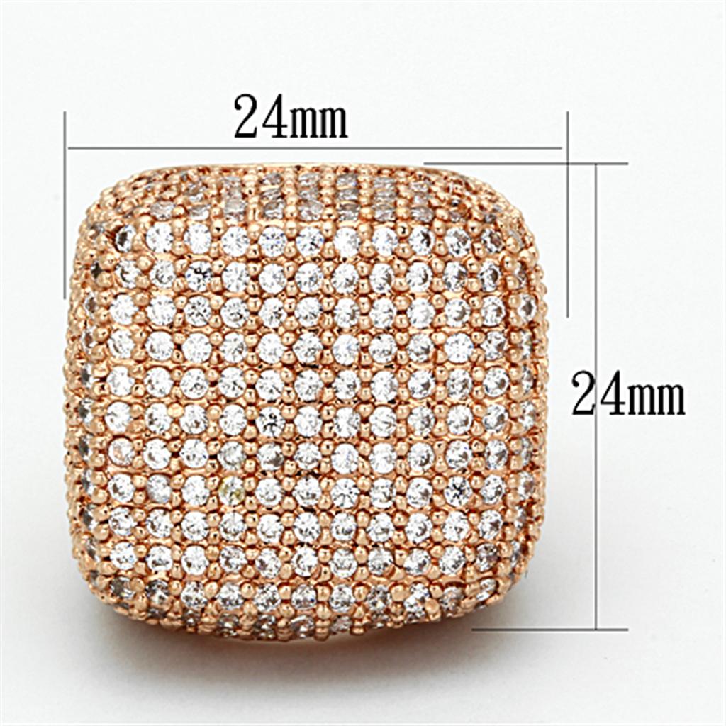 Rose Gold Brass Ring with AAA Grade CZ in Clear