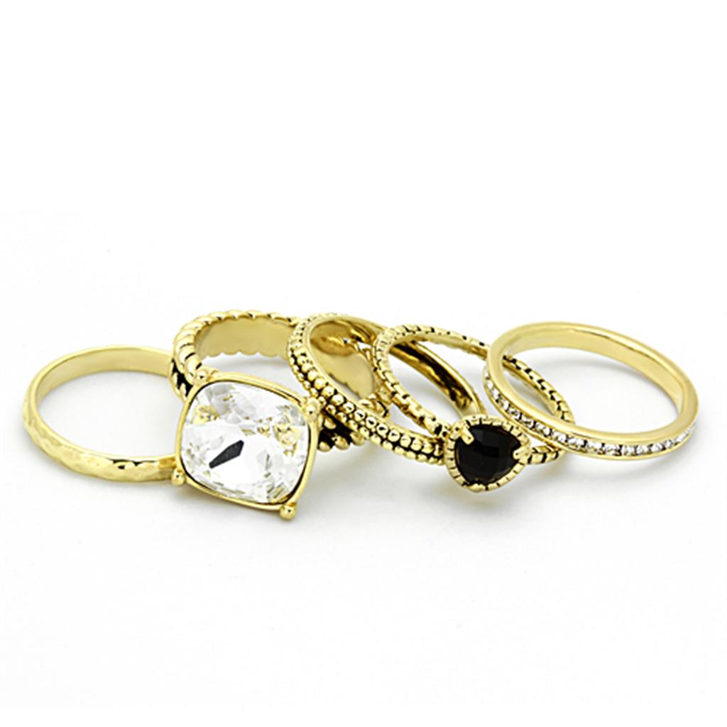 Gold Brass Ring with Top Grade Crystal in Clear