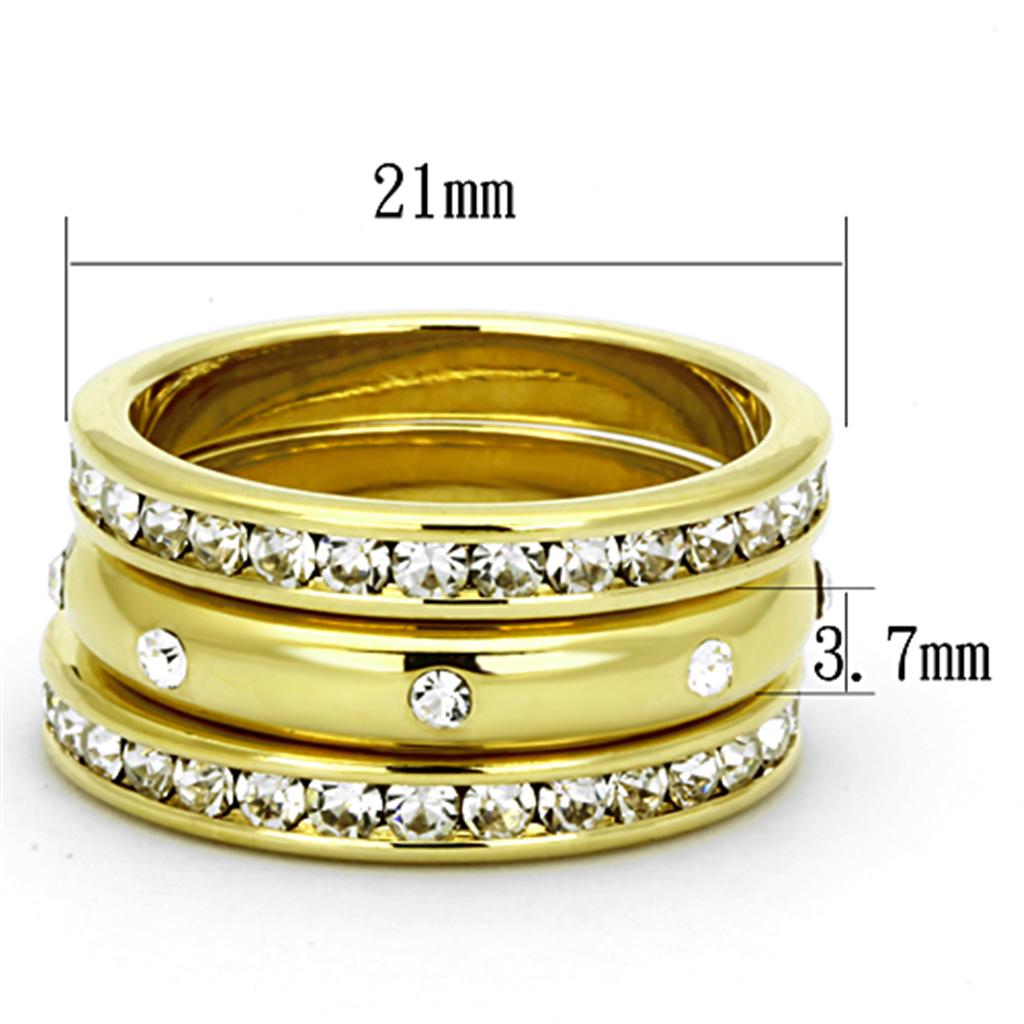 Gold Brass Ring with Top Grade Crystal in Clear