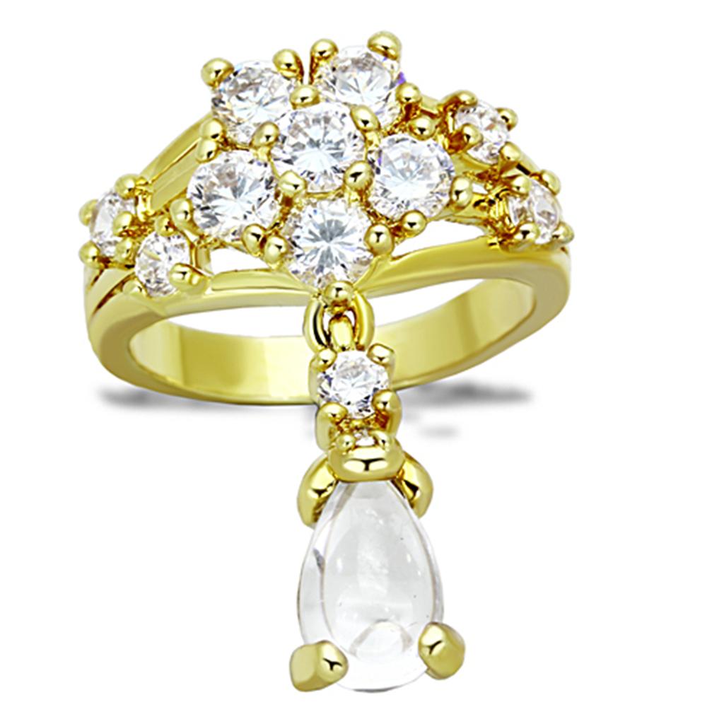 Gold Brass Jewelry Sets with AAA Grade CZ in Clear