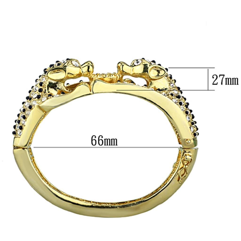 Gold Brass Bangle with Top Grade Crystal in Clear