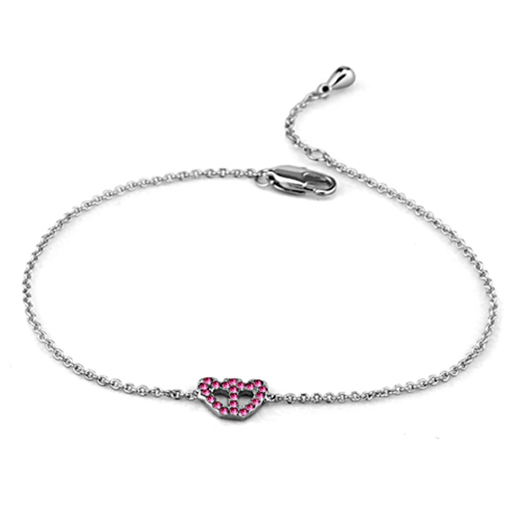Rhodium Brass Bracelet with Top Grade Crystal in Rose