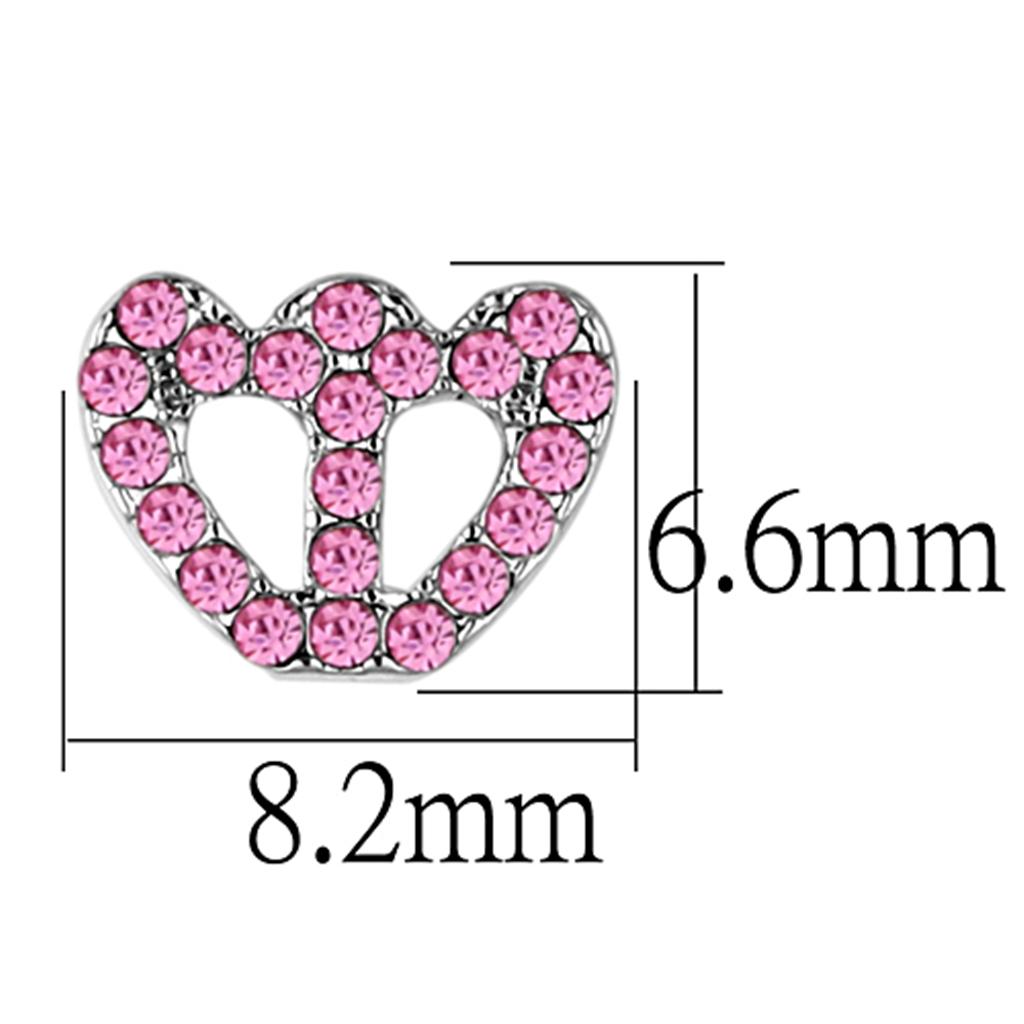 Rhodium Brass Earrings with Top Grade Crystal in Rose