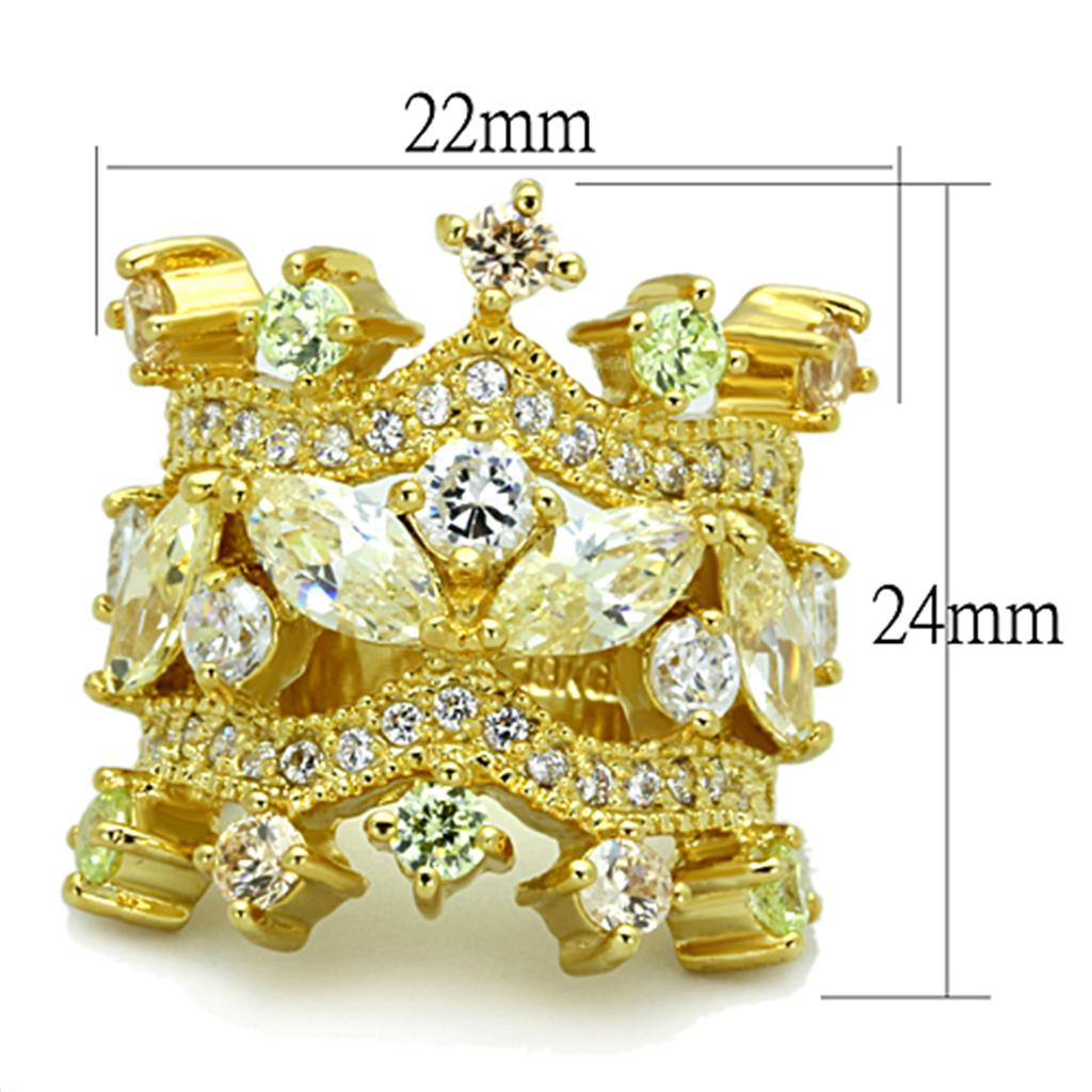 Gold Brass Ring with AAA Grade CZ in Clear