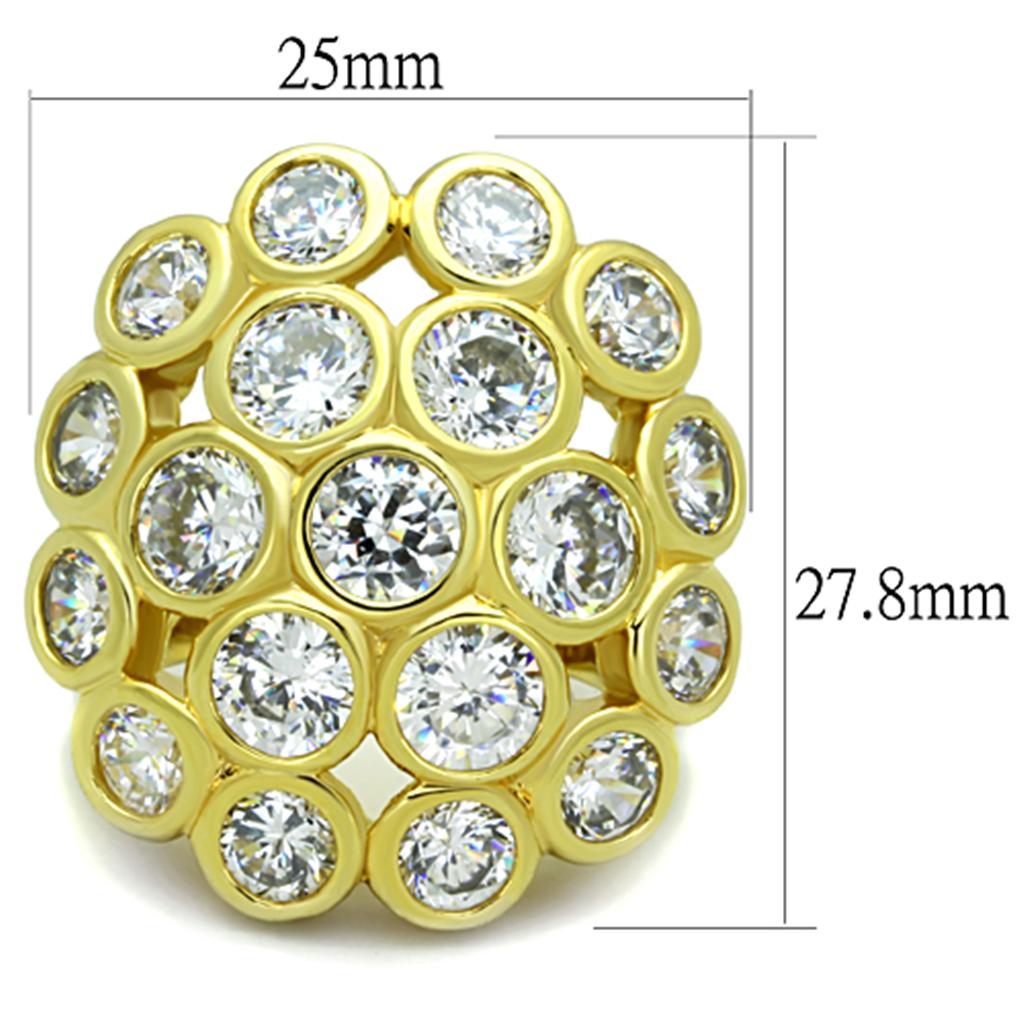 Gold Brass Ring with AAA Grade CZ in Clear