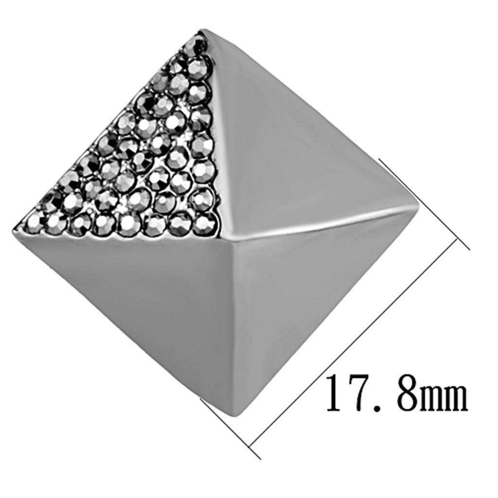 Ruthenium Brass Earrings with Top Grade Crystal in Hematite