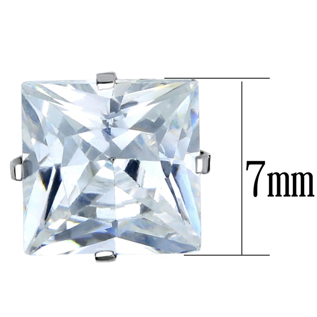 High polished (no plating) Stainless Steel Earrings with AAA Grade CZ in Clear