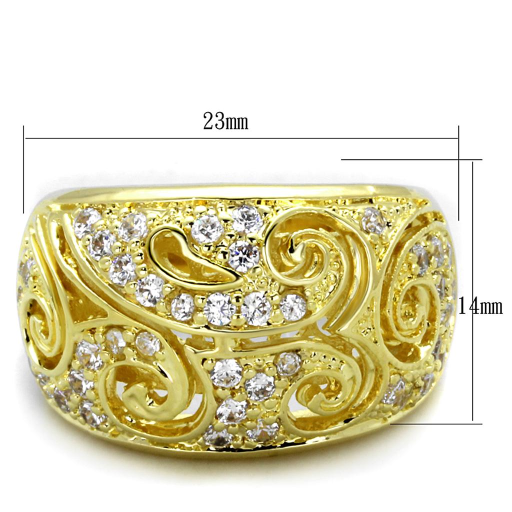 Gold Brass Ring with AAA Grade CZ in Clear