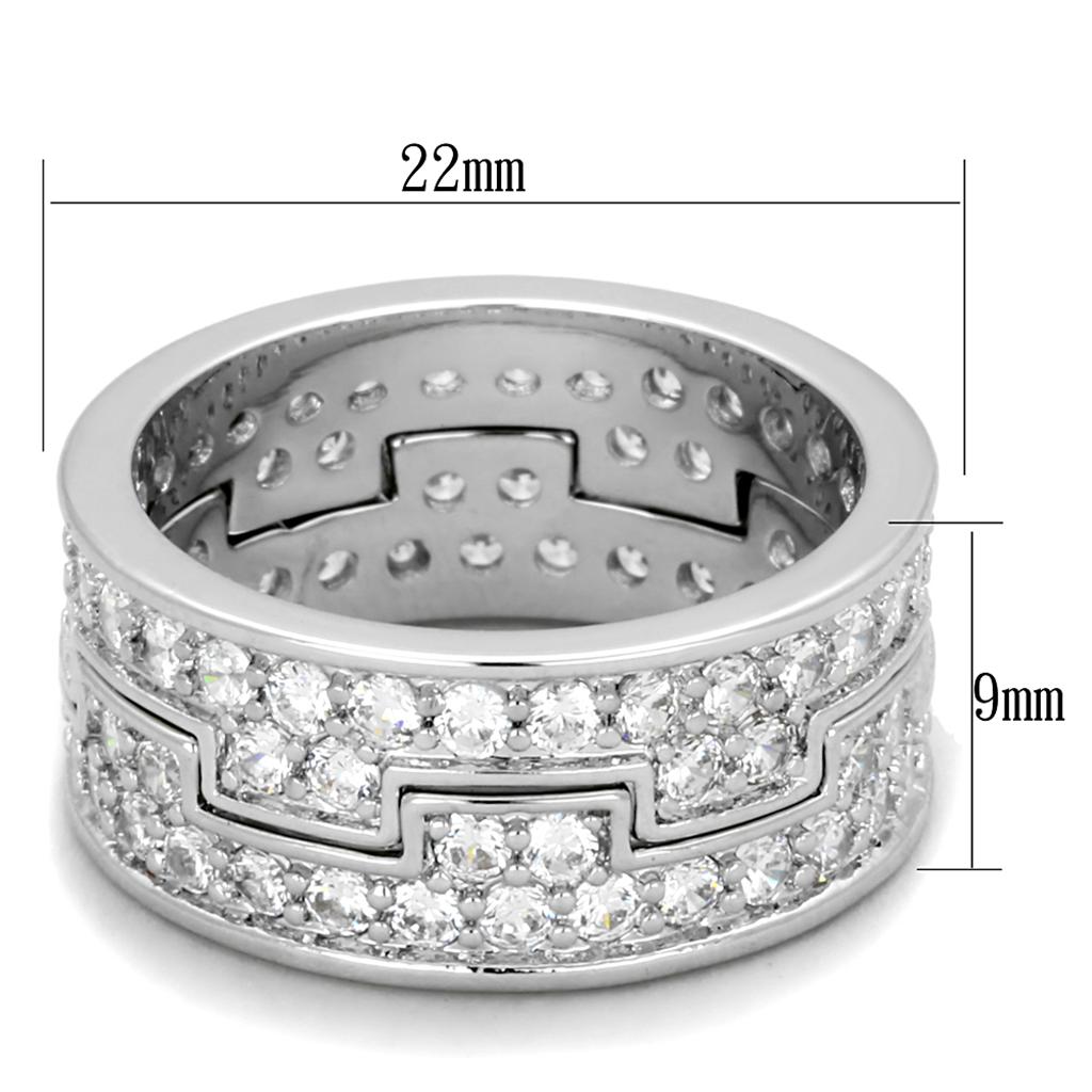 Rhodium Brass Ring with AAA Grade CZ in Clear