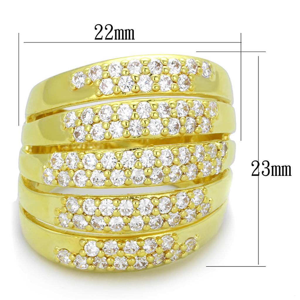 Gold Brass Ring with AAA Grade CZ in Clear