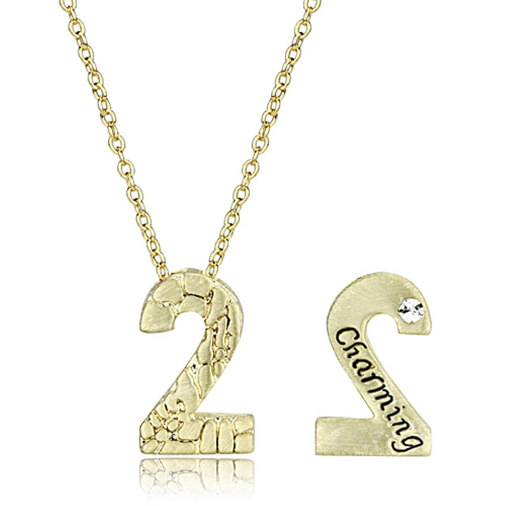 Flash Gold Brass Chain Pendant with Top Grade Crystal in Clear