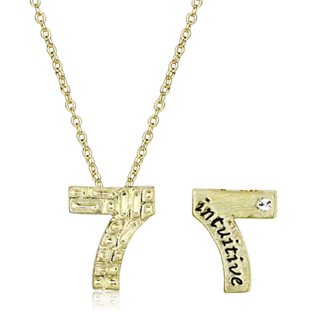 Flash Gold Brass Chain Pendant with Top Grade Crystal in Clear