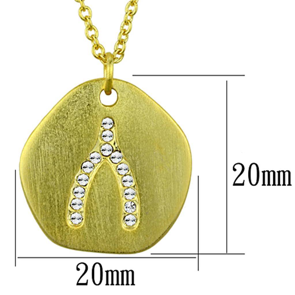 Gold & Brush Brass Chain Pendant with Top Grade Crystal in Clear