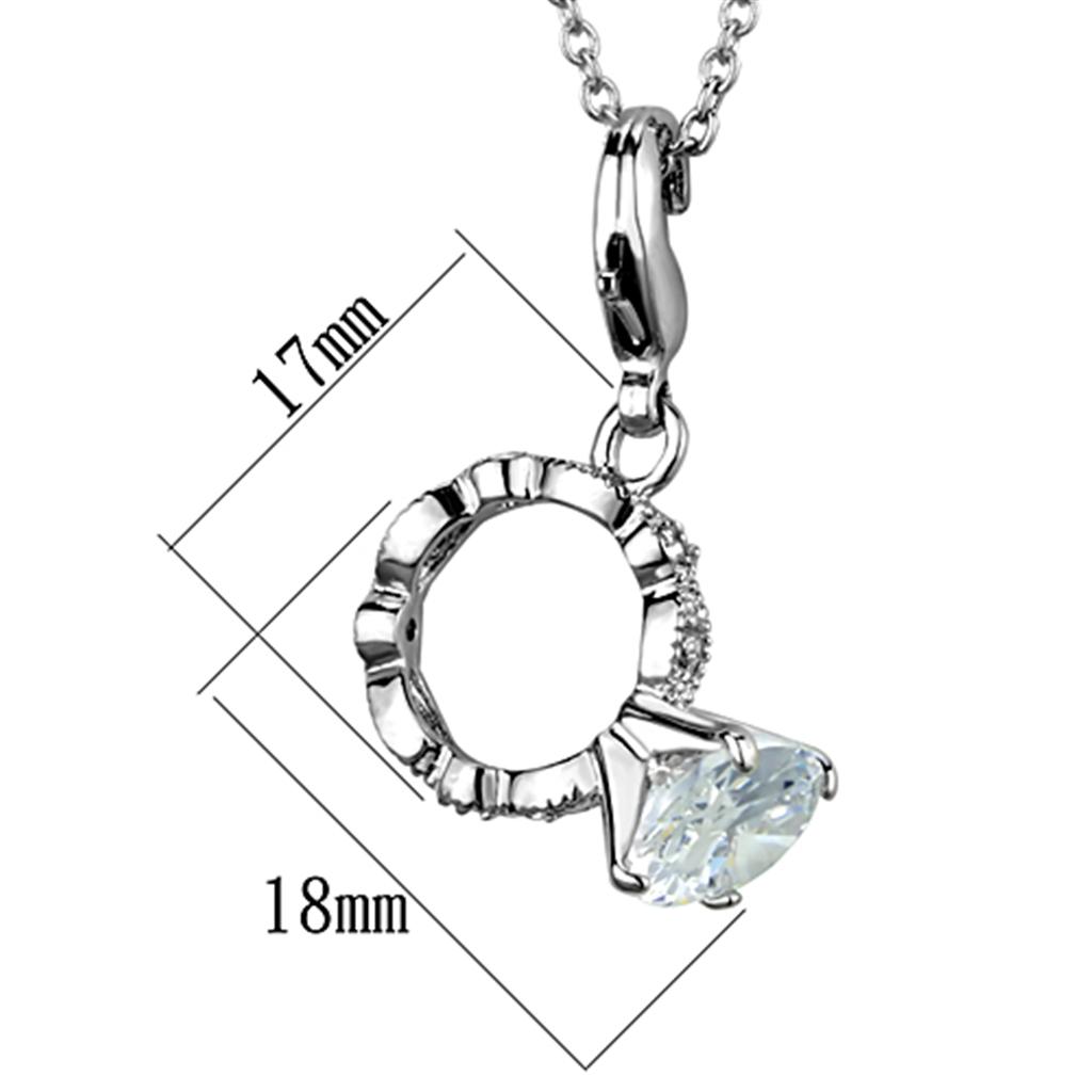 Rhodium Brass Pendant with AAA Grade CZ in Clear
