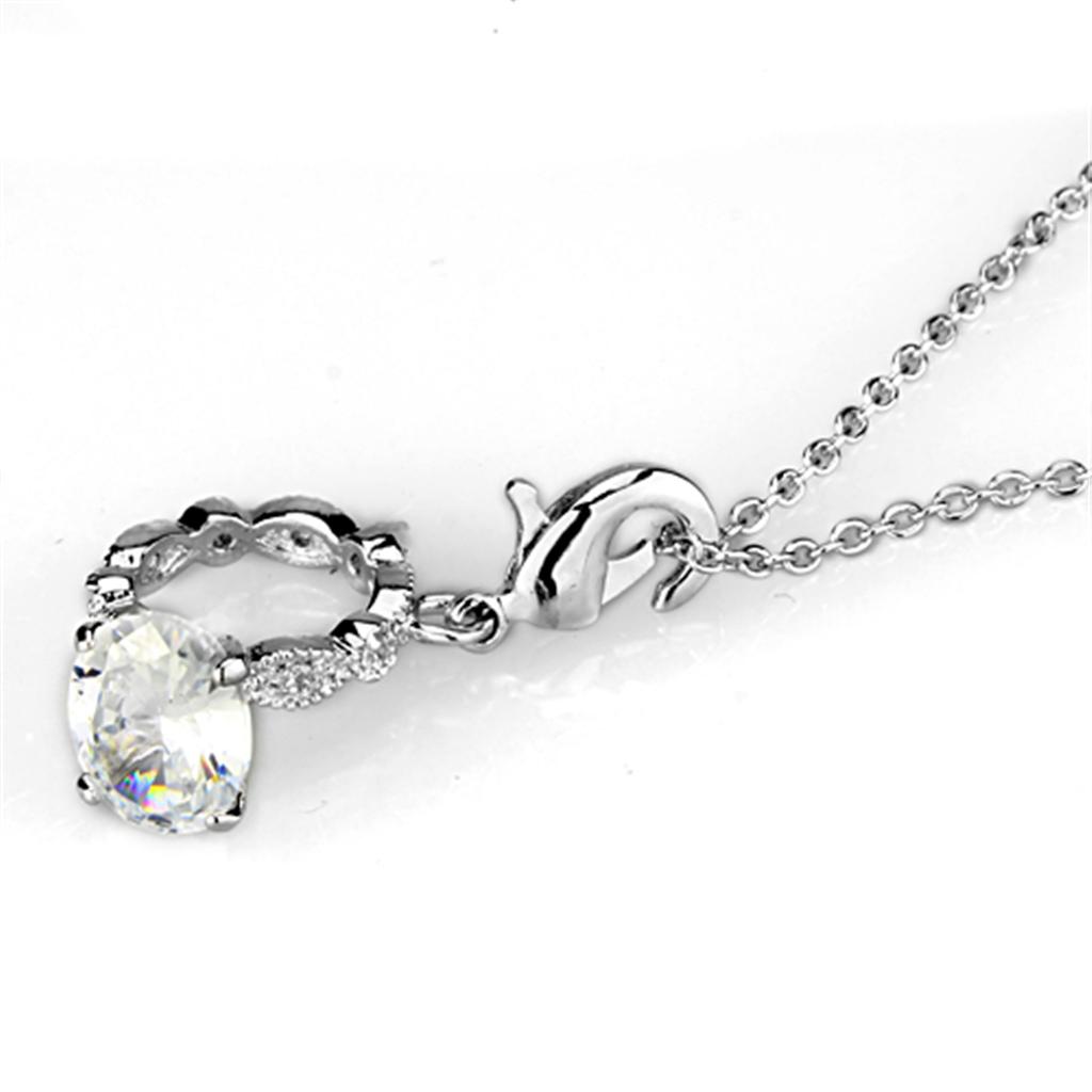 Rhodium Brass Pendant with AAA Grade CZ in Clear