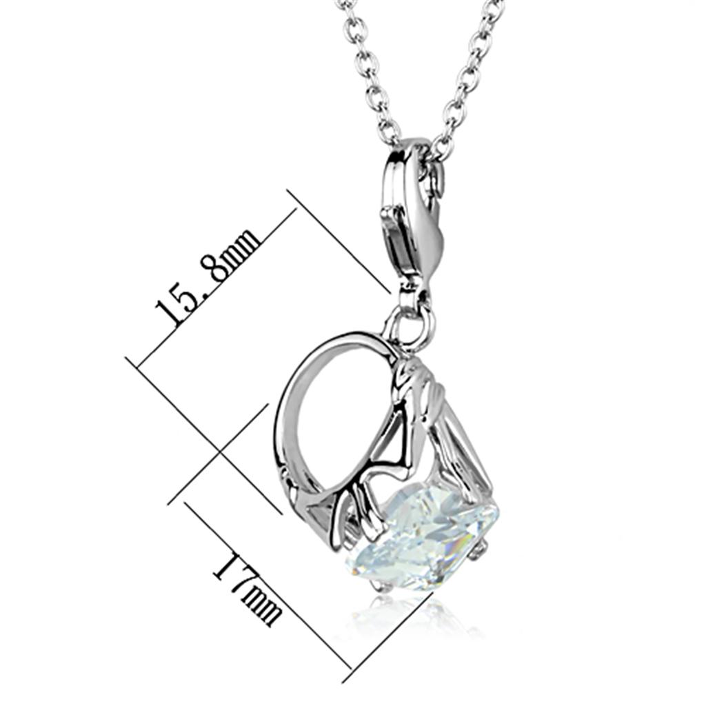 Rhodium Brass Pendant with AAA Grade CZ in Clear