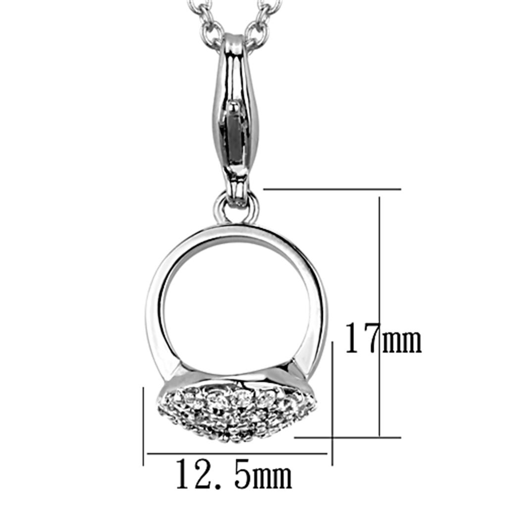 Rhodium Brass Pendant with AAA Grade CZ in Clear