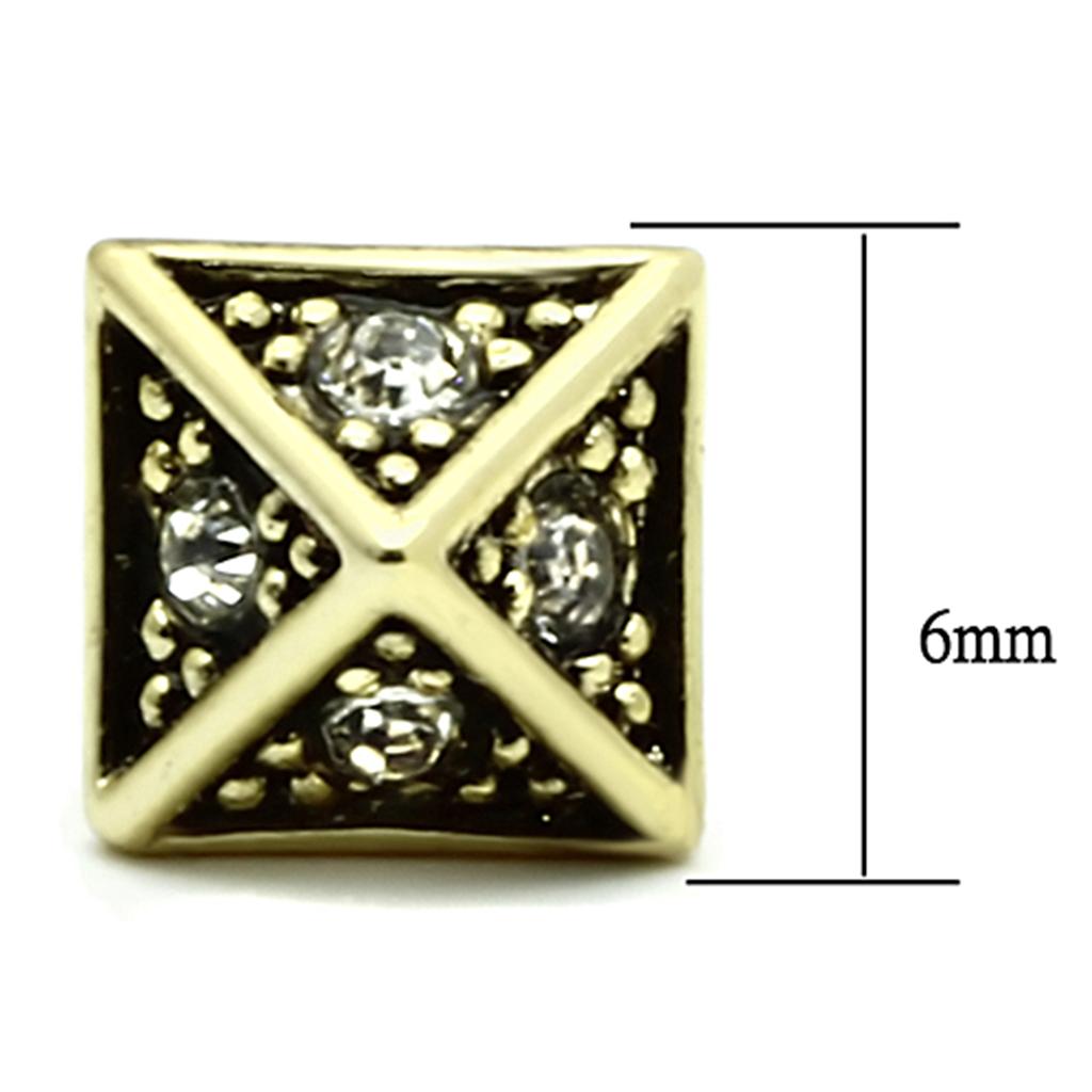 Flash Gold Brass Earrings with Top Grade Crystal in Clear